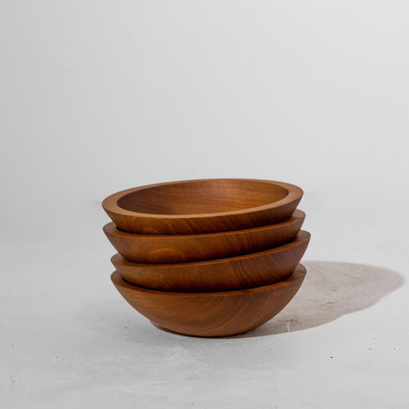 Individual 7&quot; Wood Salad Bowls, Set of 4