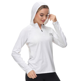 Womens UPF 50+ Long Sleeve Hoodie Half Zip Shirt