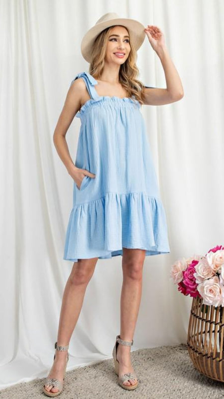 Dolores Ruffle Dress - Periwinkle Blue