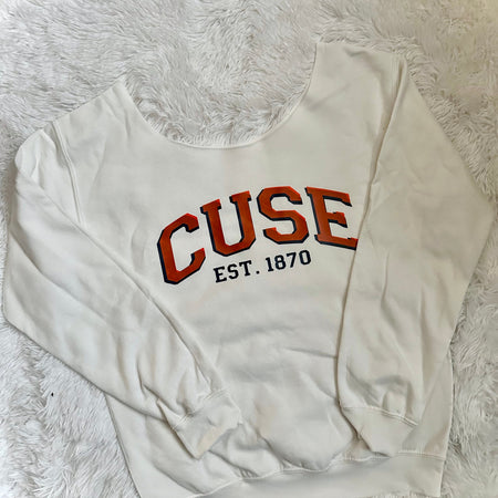 CUSTOM COLLEGE- Off The Shoulder Shadow Letter Crew