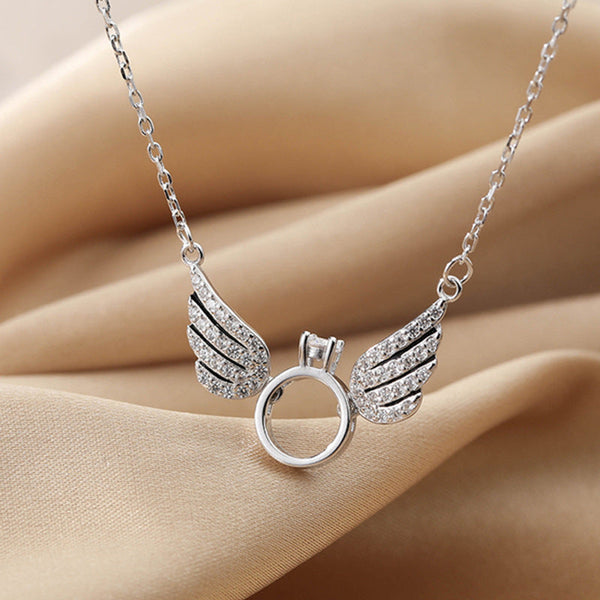 Angel Wings Silver Necklace - Christian Jewelry - Christian Gift