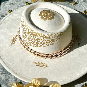 Custom handcrafted Gold Bliss Fedora