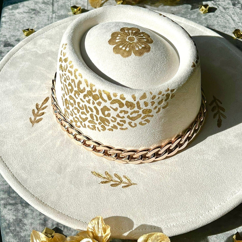 Custom handcrafted Gold Bliss Fedora