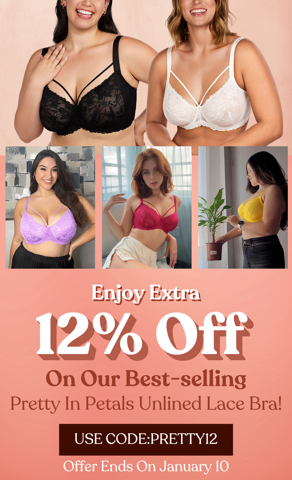 A Little Treat For You: Extra 12% Off On Pretty In Petals Bra - Hsialife