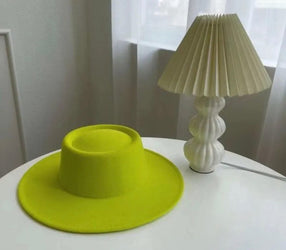 Round lime Wide Brim Fedora