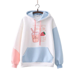 Harajuku Strawberry Print Hoodie