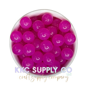 SG01-Hot Pink Jelly Glitter Silicone Bead 15mm