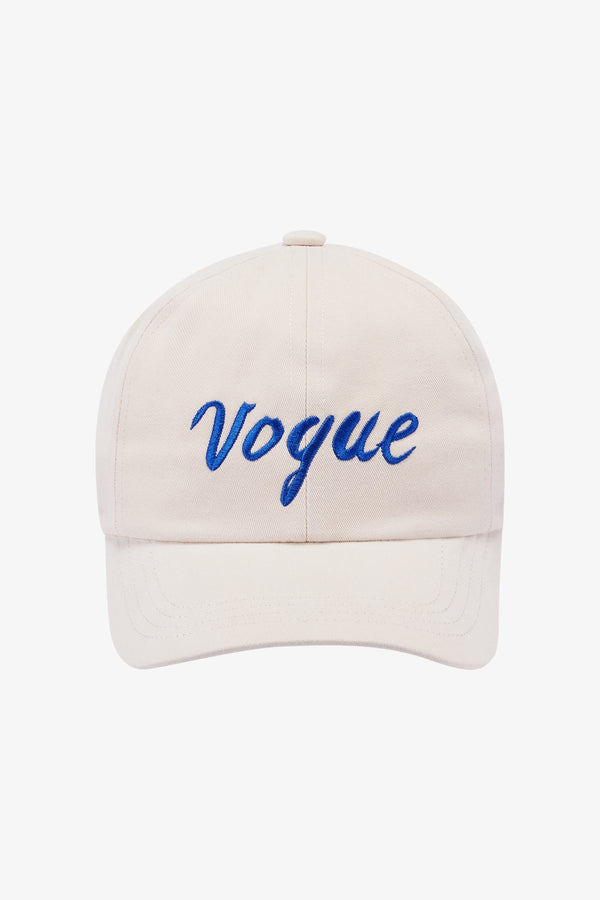 Gorra VOGUE color crema con logotipo bordado