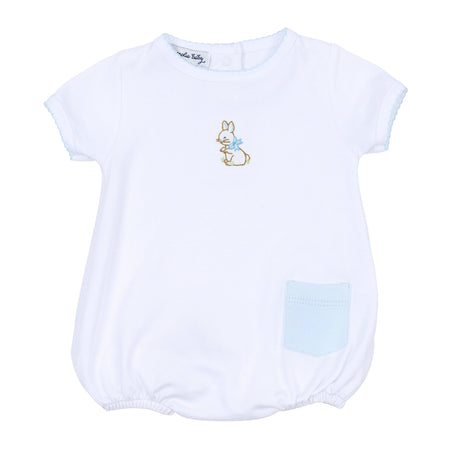 *Pre-Sale* Magnolia Baby Vintage Bunny Embroidered Bubble - Blue