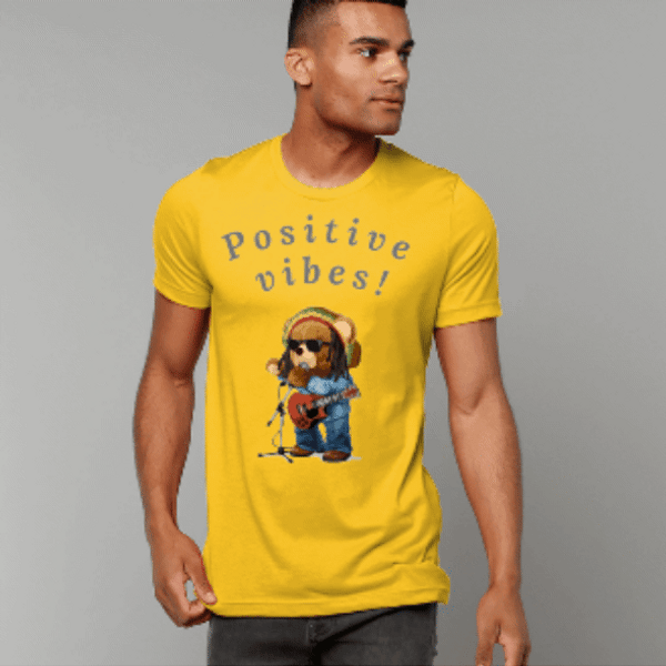 Adult&#39;s Unisex Positive Vibes Rasta Bear Cotton T-Shirt - Various Colours Available - FAST UK DELIVERY