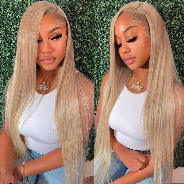 (Super Deal) Megalook 13x4 HD Lace Light Flaxen Brown Cozy Blonde Pre Cut 6X5 Hd Lace Closure Straight Wigs Long Glueless Wear Go Wig