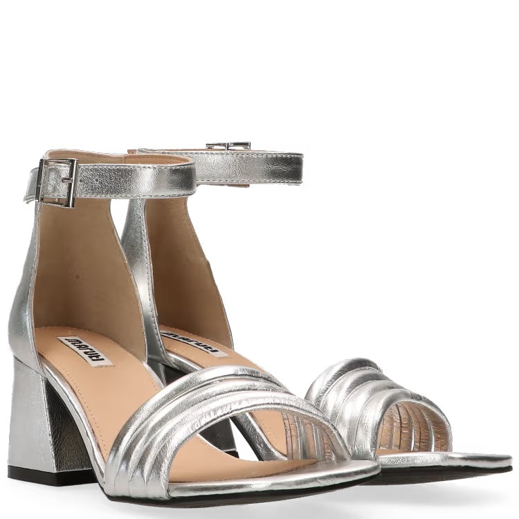 Maruti- Silver Leather Sandals- Catrina