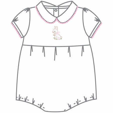 *Pre-Sale* Magnolia Baby Vintage Bunny Embroidered Collared Bubble - Pink