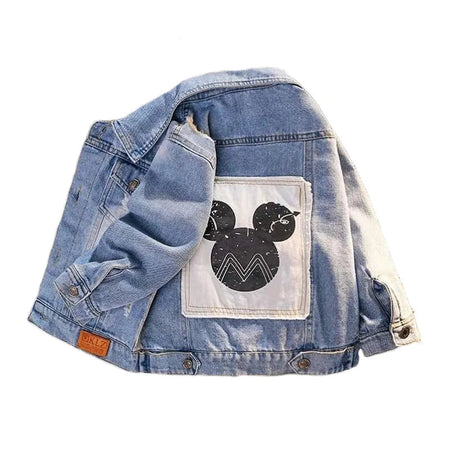 Baby Boys Girls Mickey Mouse Denim Jacket Coats Children Fashion Cool Clothes Cartoon Spring Auutmn Cotton Outerwear Clothing
