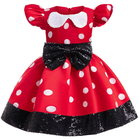 Mickey Mouse Girl Minnie Dress Cartoon Clothes Baby Summer Costume Child Cosplay Princess Fancy Bow Tie Boy Clothing Set Outfit