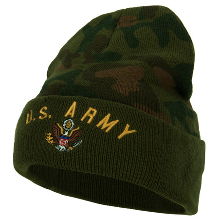 US Army Logo Embroidered Camo Long Beanie