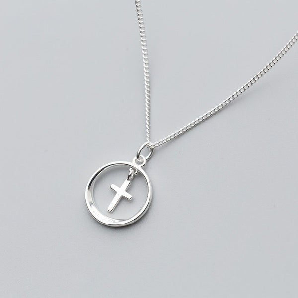 Chic and Minimalist Circular Cross Necklace - Christian Jewelry - Christian Gift