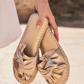 Sandale femme plateforme confort beige et dor - Pnlope