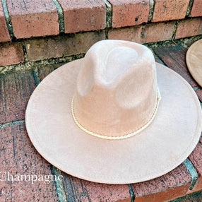 Boho Premium Tribal Suede Fedora- champagne