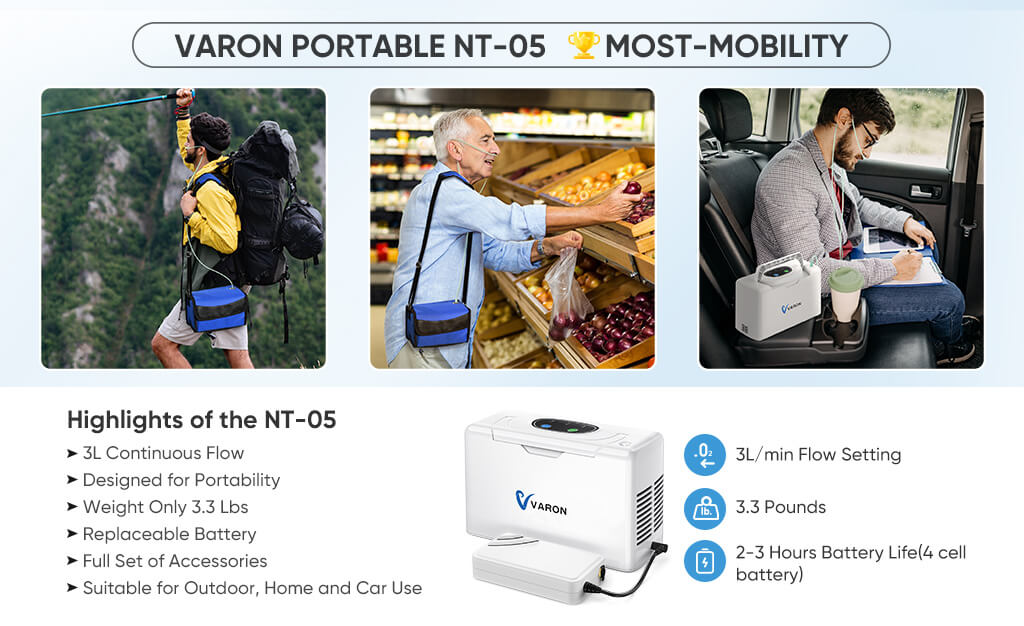 Best Selling VARON 3L/min Portable Oxygen Concentrator NT-05