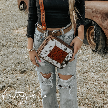 Belle Cowhide Sling Crossbody Fesitval Bag