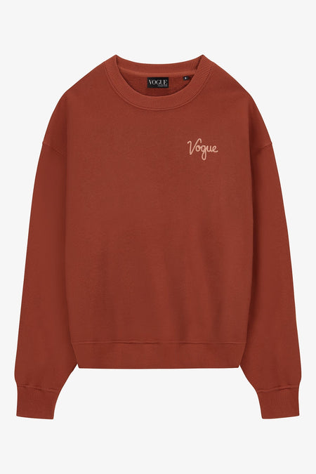 Sudadera VOGUE rojo óxido con pequeño logo bordado