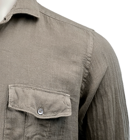 Bagutta, linen overshirt, patch pockets, olive