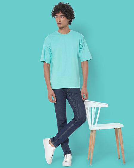 Dropshoulder Crew Neck Tee: Robin Egg Blue