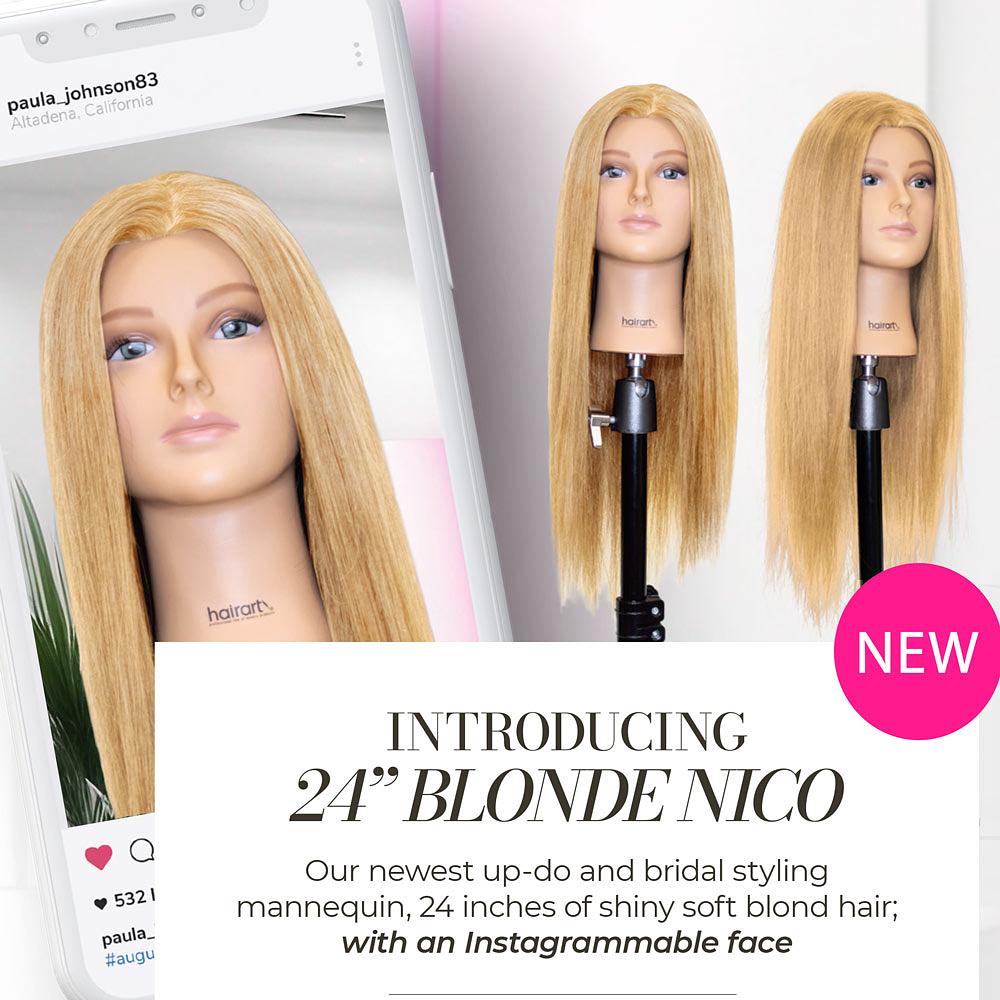 Nico 24 inch Blonde Mannequins for Up Dos [100% Human Hair Mannequin]