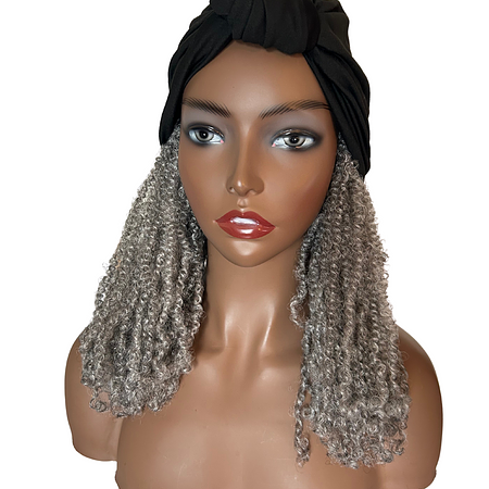 Turban Maurilocs Wig- Satin Lined 12 inches - Gray