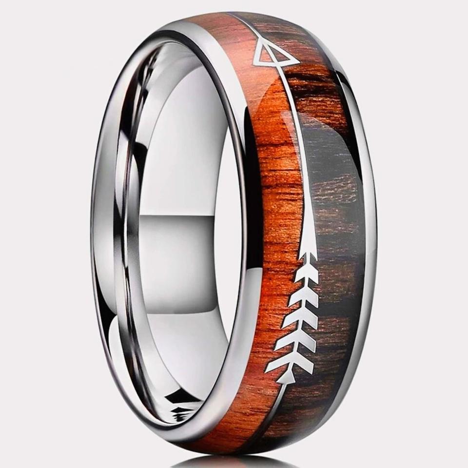 Elegant Wooden Inlaid Wedding Ring for Men | Unique and Stylish Design