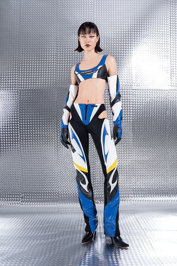 Namilia faux leather racing pants with cut outs