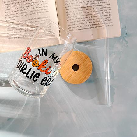 In my Bookish Girlie Era 16oz Glass Cup