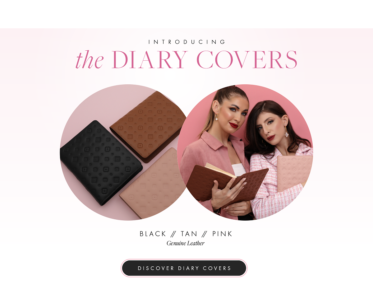 INTRODUCING the DIARY COVERS BLACK TAN PINK Genuine Leather DISCOVER DIARY COVERS 
