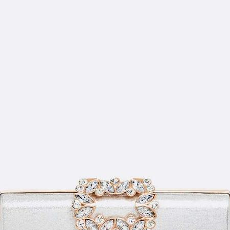 Crystal Buckle Metallic Box Clutch