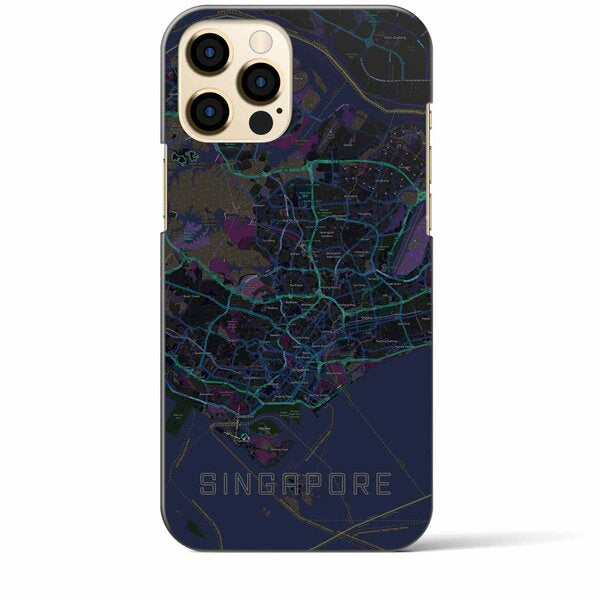 【シンガポール】地図柄iPhoneケース（バックカバータイプ・ブラック）＜全国送料無料＞