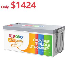 Only $1424Redodo 24V 200Ah LiFePO4 Battery | 5.12kWh &amp; 5.12kW