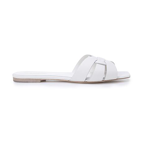 Tribute Smooth Flat Sandal in White