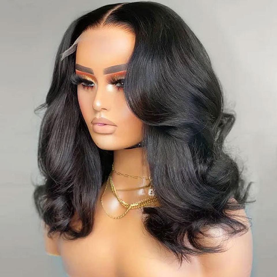 Flash Sale-14 Inch Short Body Wave Bob 13x4 HD Lace Front Wigs 180% Density Human Hair Bob Wigs For Women