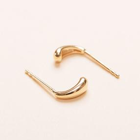 Bean Stud Earrings [10K Solid Gold]