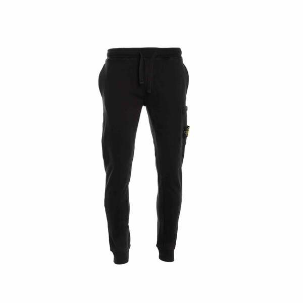 Stone Island Cotton Fleece Garment Dyed Pocket Jogger in Black