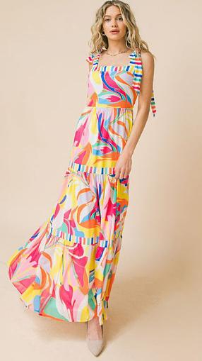 Abstract Print  Maxi Dress