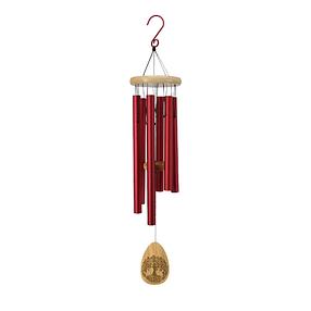 Pinewood 30 Inch Wind Chimes with Lifetree Drop Style Windcatcher, Red