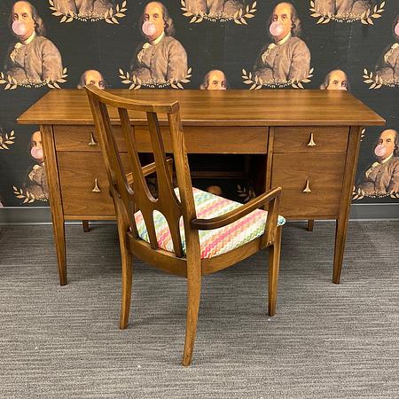 Broyhill Brasilia Mid-Century Walnut Desk and Chair