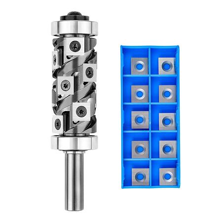 SpeTool Ranger Series W07020 &amp; O01001 Carbide Insert Flush Trim with Top and Bottom Double Bearings 32mm Dia x 1/2&quot; Shank Pattern Template Router Bit with 10PCS Replaceable Carbide Inserts