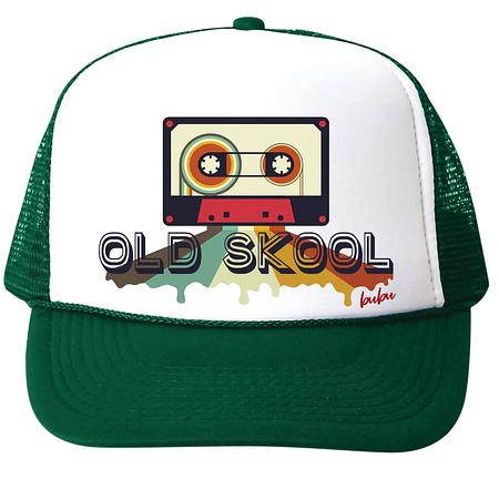Old Skool Cassette Graphic Kids Trucker Hat (green)