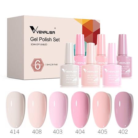 Pink Hema Free- 6 Colors Gel Polish Set