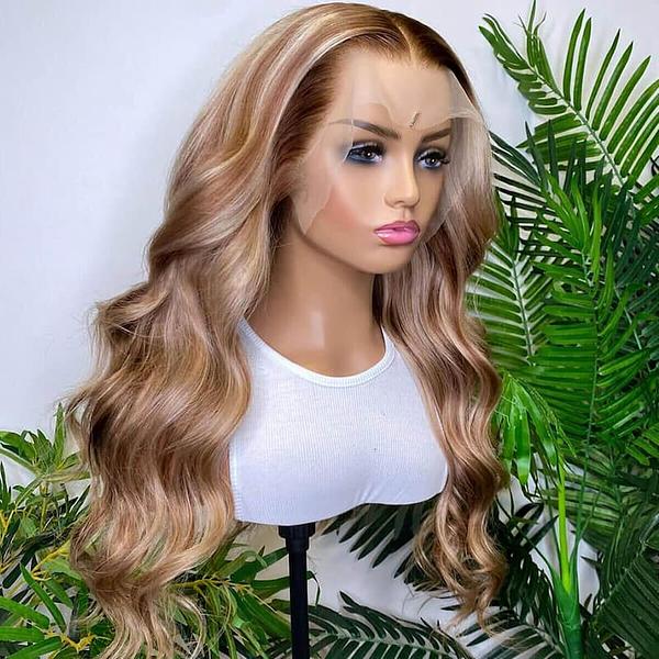 Megalook P4/613 Blonde Highlight 134 Lace Front Wig 180% Density Brazilian Human Hair Wigs