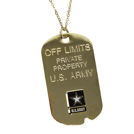 Army &#39;Off Limits&#39; Crest Craft Dog Tag Necklace