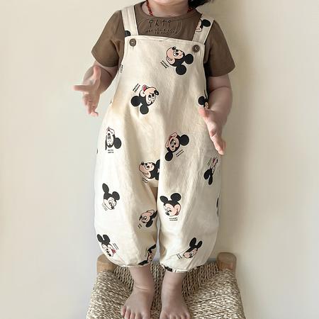 Toddler Mickey Mouse Print Overalls (1-4y) - Cream